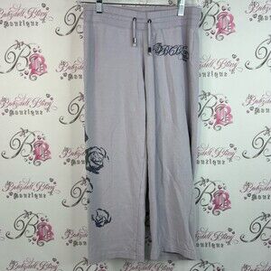 Bcbg pants cropped capris tattoo style y2k Gray Sweatpants with Floral Design